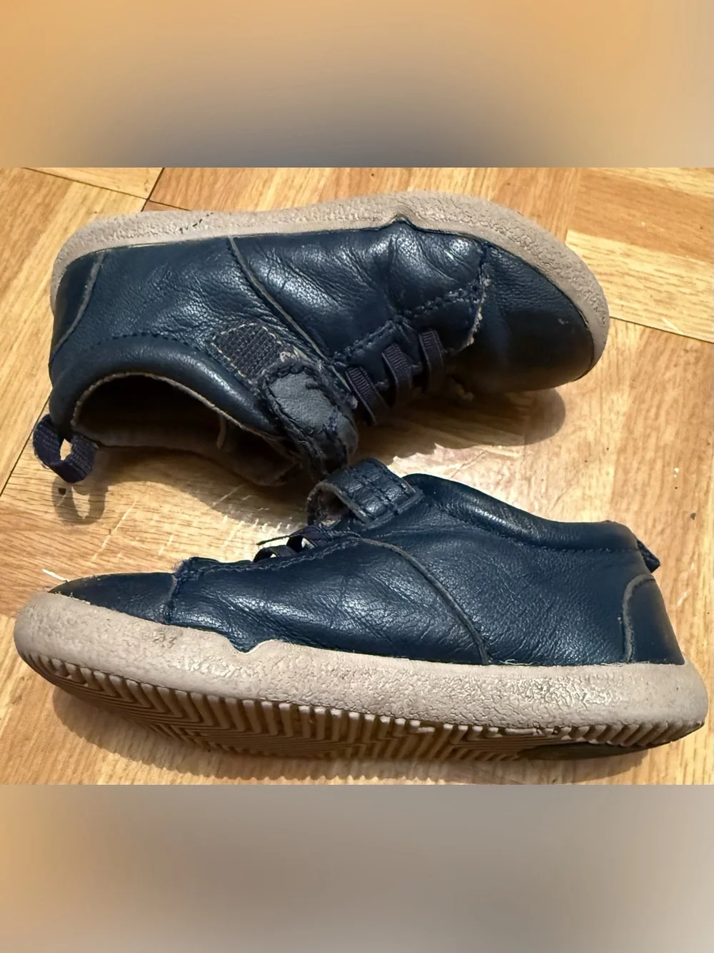 Stride Rite Craig Boys Navy Blue Leather Memory Foam Sneakers Size 7M Toddler